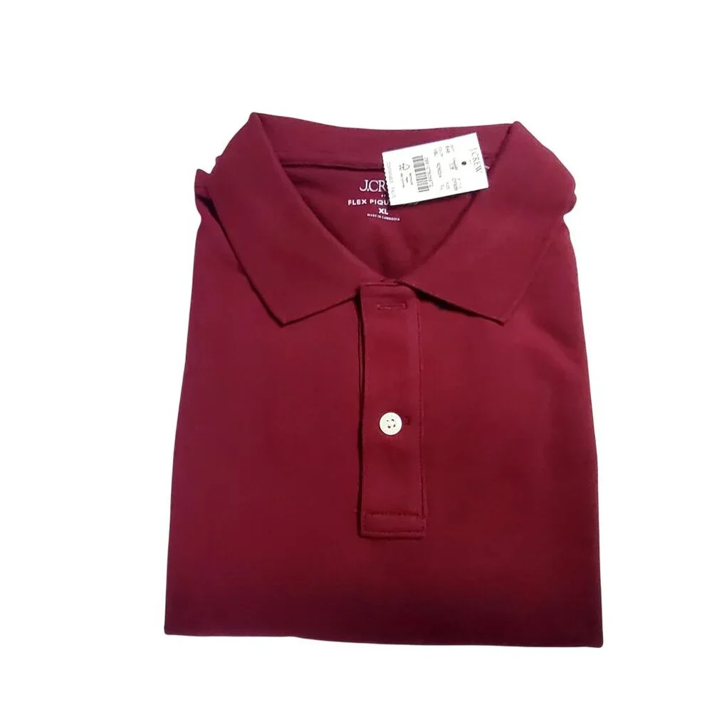 J.Crew Mens Flex Piqué Polo Shirt XL Burgundy Cotton Blend Made In Cambodia - Picture 9 of 12